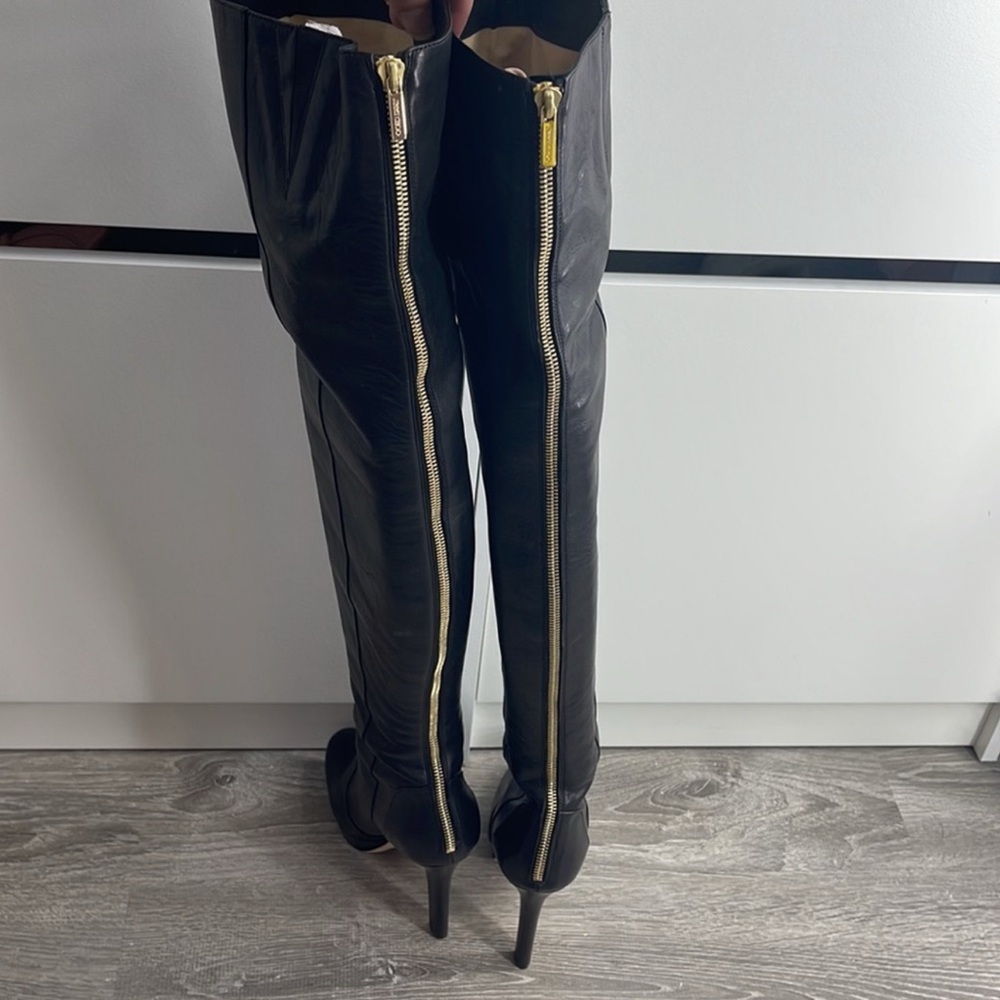 Jimmy Choo Black and Gold Over-the-Knee Boots size 37.5 - Picture 3 of 9